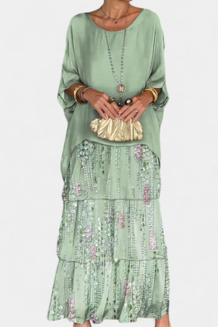 Vestido Maxi Batwing Caroline con Estampado