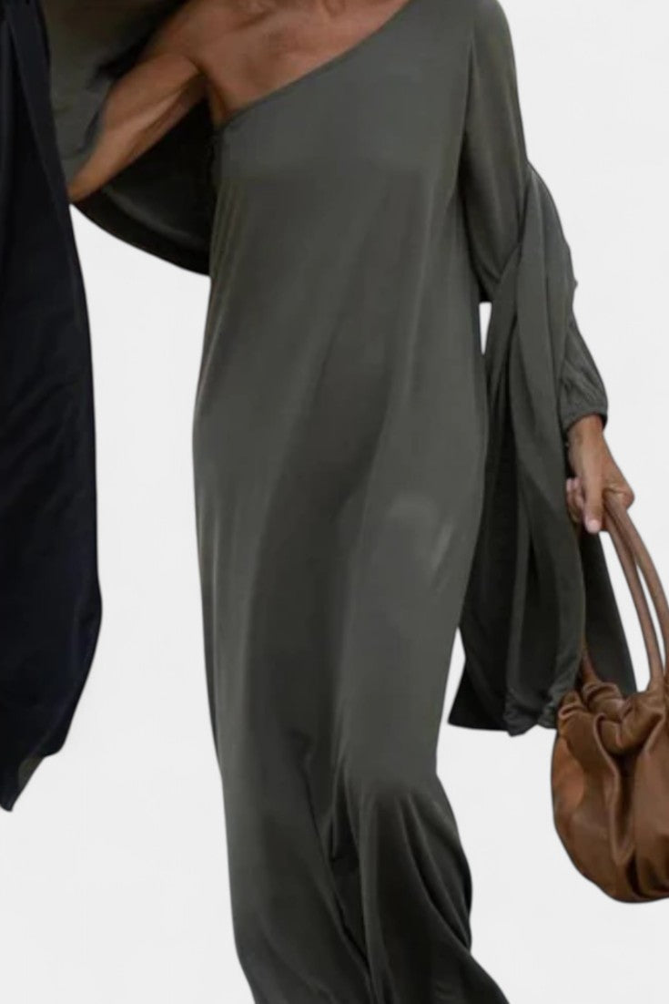 Vestido Midi Elegante Maddie de Un Hombro