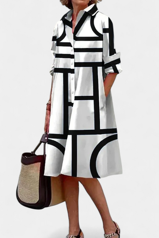 Vestido de Algodón Larissa con Estampado Geométrico