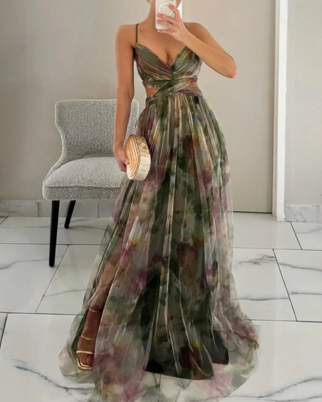 Isabela: Un precioso vestido largo con estampado floral