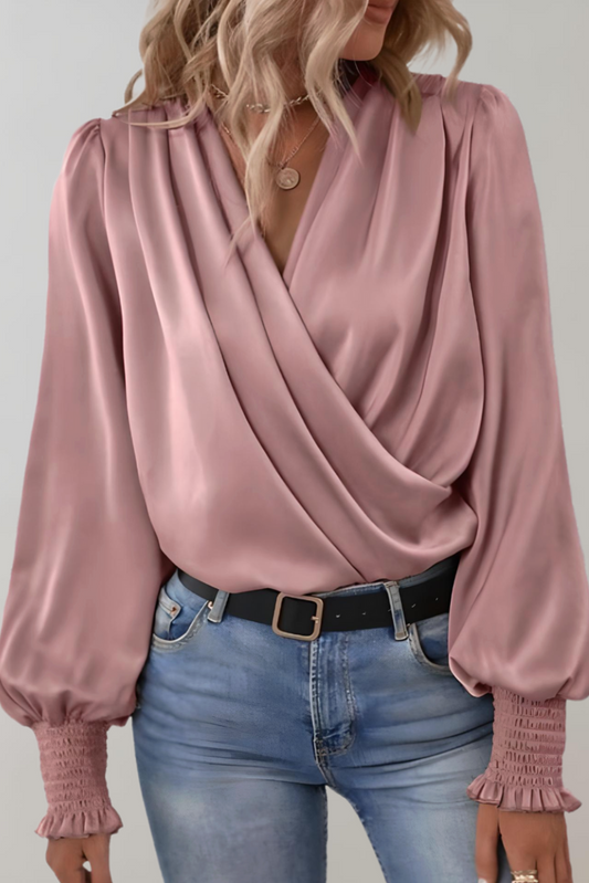 Blusa Elegante de Manga Larga con Escote en V Quinn