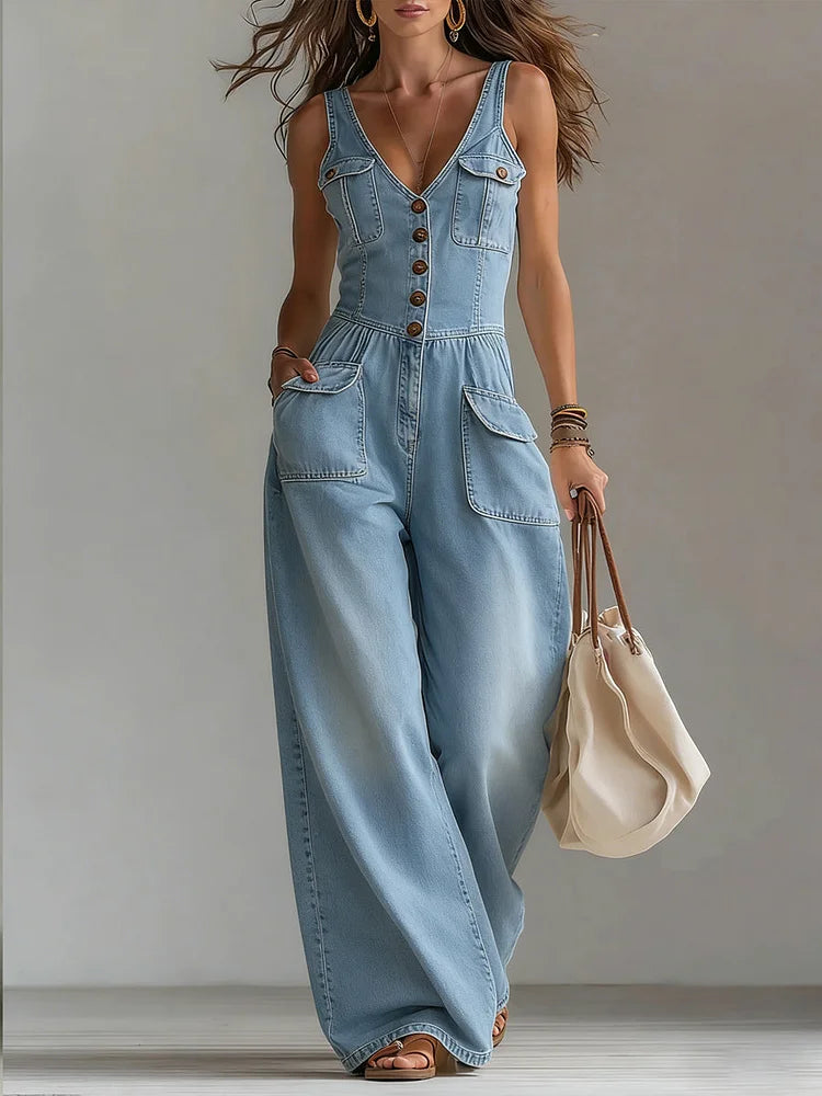 Sofía | Peto ancho de vaquero de estilo informal