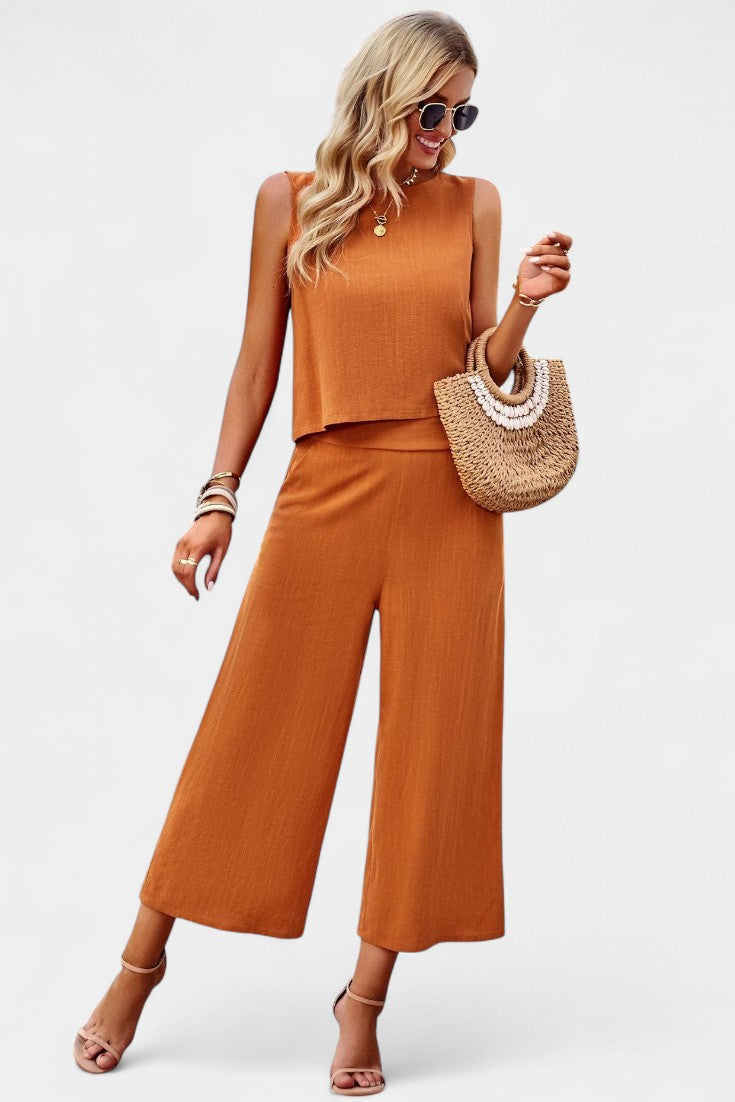 Conjunto Lavinia de Top y Pantalones Cortos en Lino y Algodón