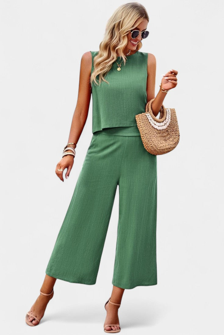 Conjunto Lavinia de Top y Pantalones Cortos en Lino y Algodón