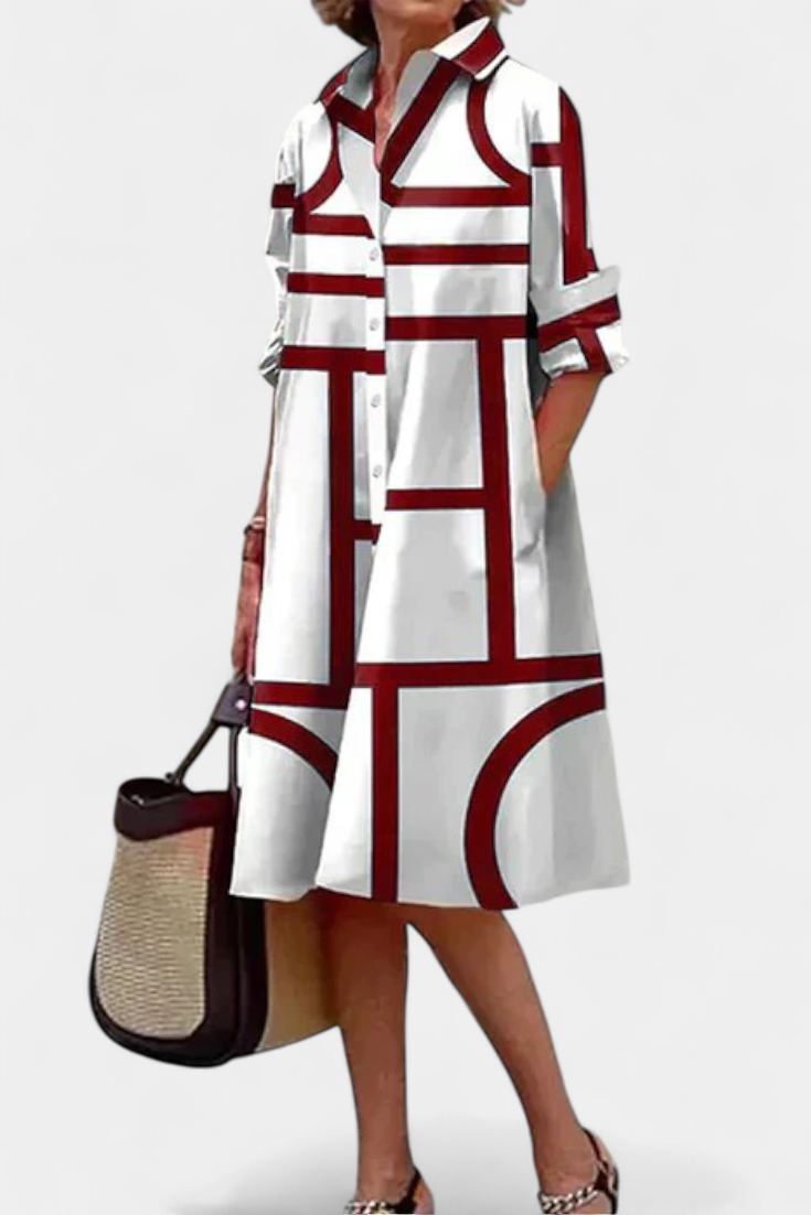 Vestido de Algodón Larissa con Estampado Geométrico