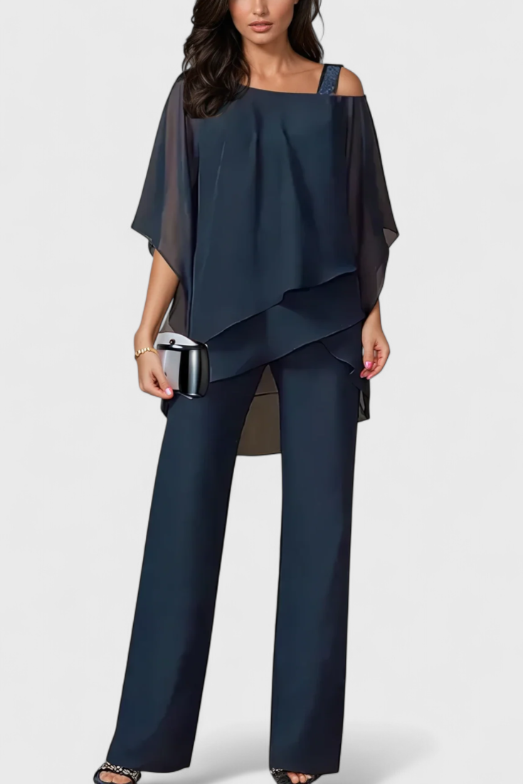 Conjunto Kitty de Dos Piezas con Diseño Off-Shoulder y Silueta Fluida