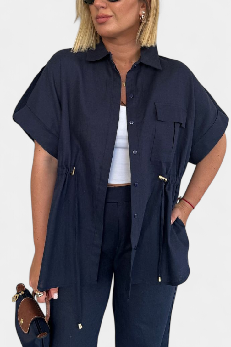 Conjunto de Camisa y Pantalones de Algodón y Lino Lani