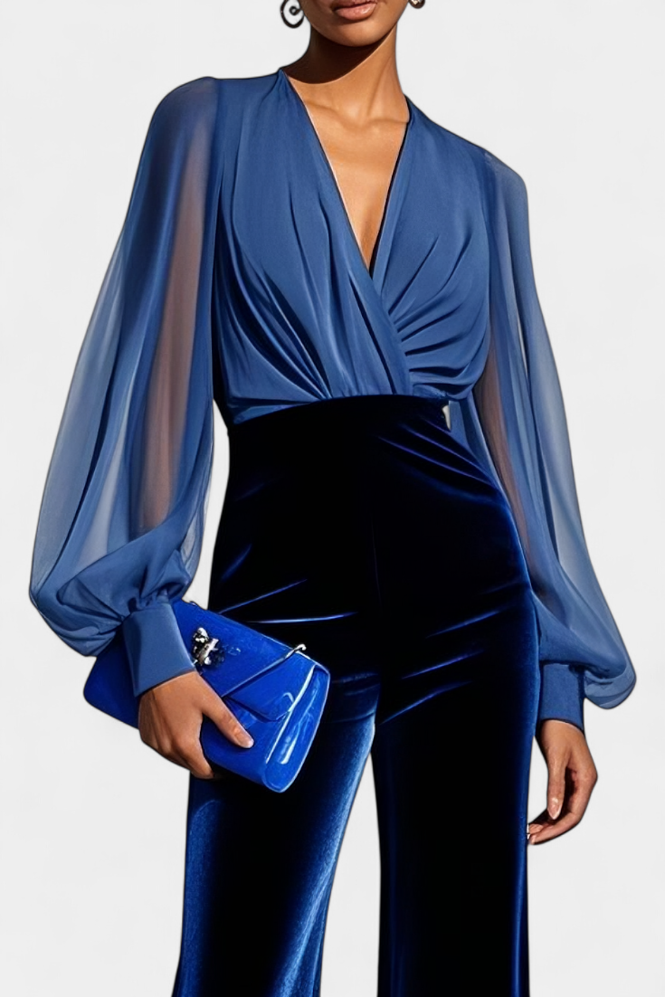 Analisse Mono con Escote en V y Pierna Ancha