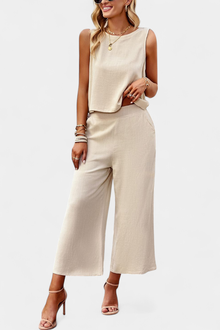 Conjunto Lavinia de Top y Pantalones Cortos en Lino y Algodón