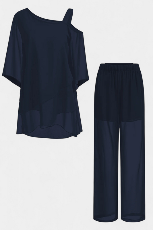 Conjunto Kitty de Dos Piezas con Diseño Off-Shoulder y Silueta Fluida