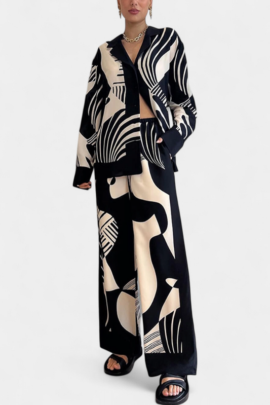 Conjunto de Pierna Ancha Basilisa con Estampado de Graffiti