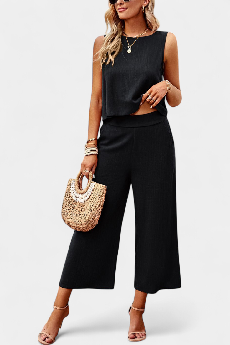 Conjunto Lavinia de Top y Pantalones Cortos en Lino y Algodón