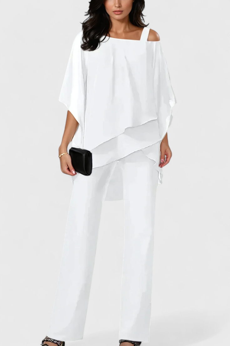 Conjunto Kitty de Dos Piezas con Diseño Off-Shoulder y Silueta Fluida