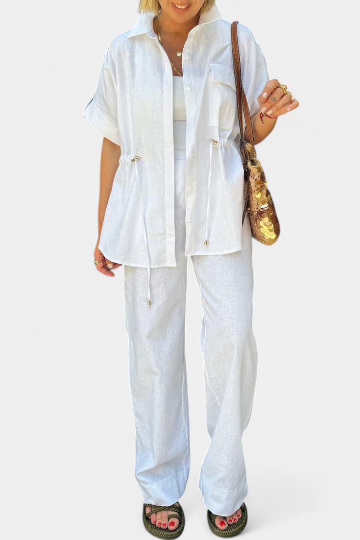 Conjunto de Camisa y Pantalones de Algodón y Lino Lani