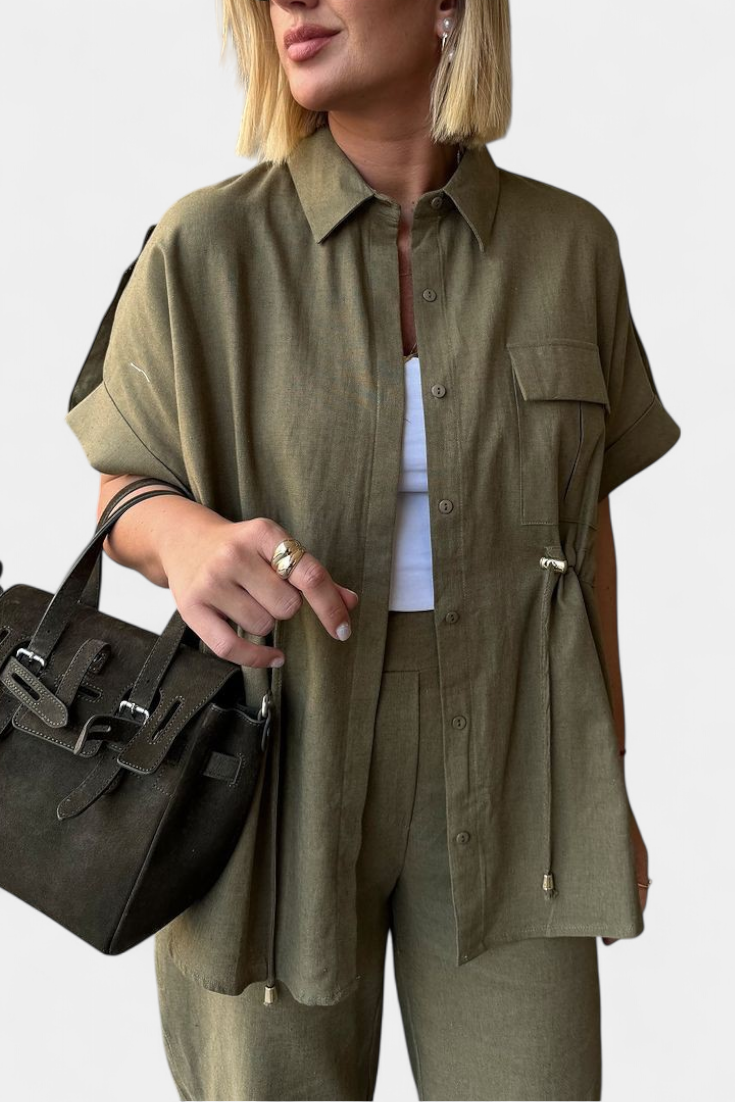 Conjunto de Camisa y Pantalones de Algodón y Lino Lani