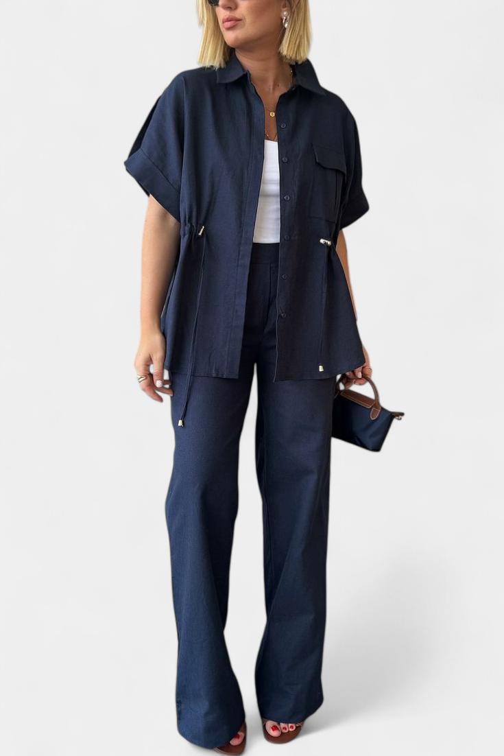 Conjunto de Camisa y Pantalones de Algodón y Lino Lani