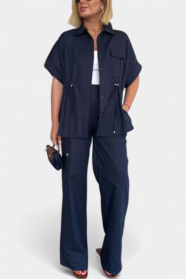 Conjunto de Camisa y Pantalones de Algodón y Lino Lani