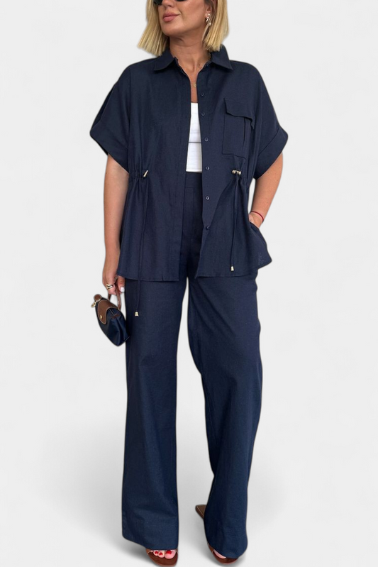 Conjunto de Camisa y Pantalones de Algodón y Lino Lani