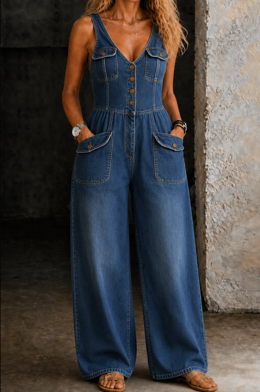 Sofía | Peto ancho de vaquero de estilo informal