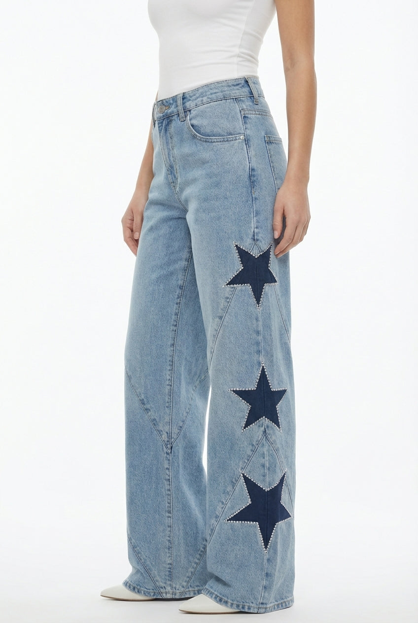 Jeans Wide Leg "Starry Night"