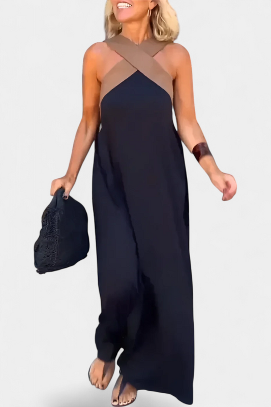 Vestido Edith con Cuello Cruzado y Espalda Abierta