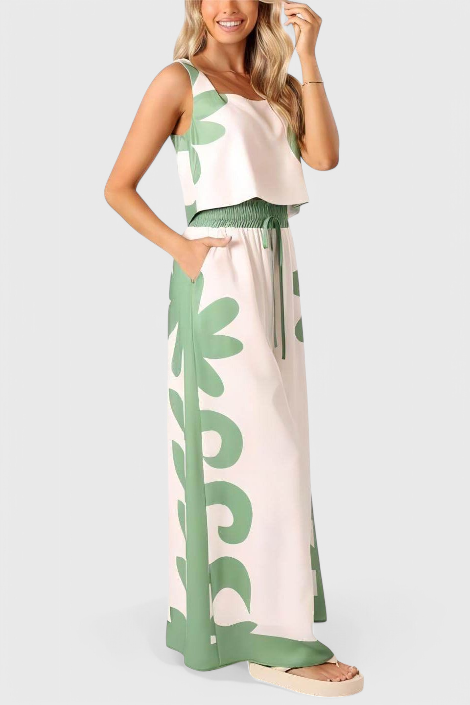 Conjunto Boho Floral Sin Mangas Serafina