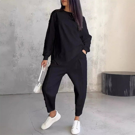 Conjunto de sudadera de manga larga y pantalón para mujer
