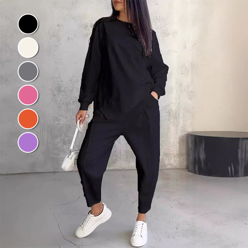 Conjunto de sudadera de manga larga y pantalón para mujer