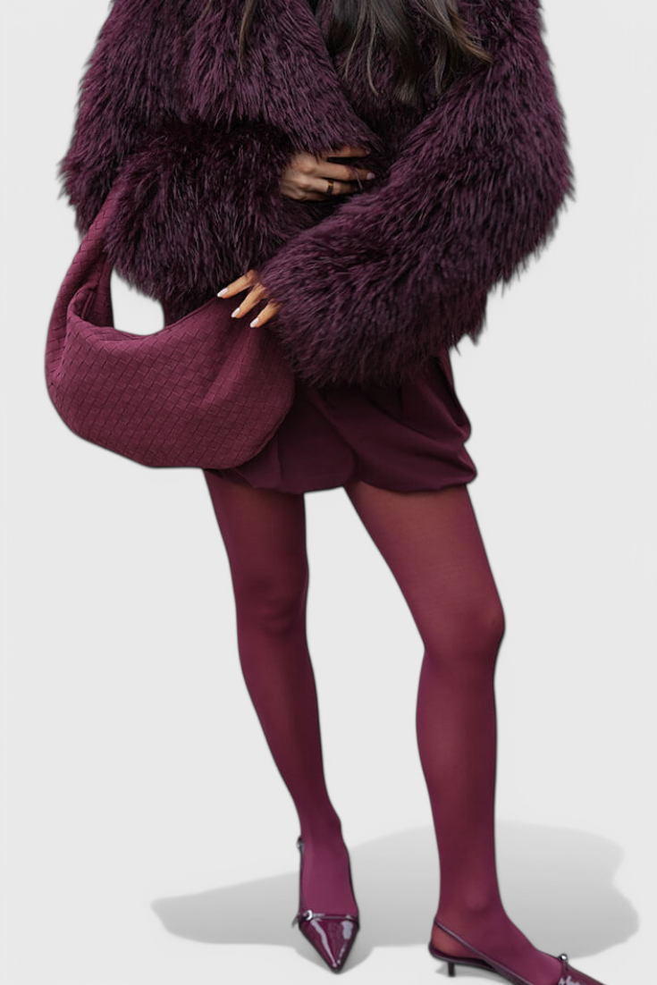 Bolso Tejido Mediano Lila con Detalle de Nudo