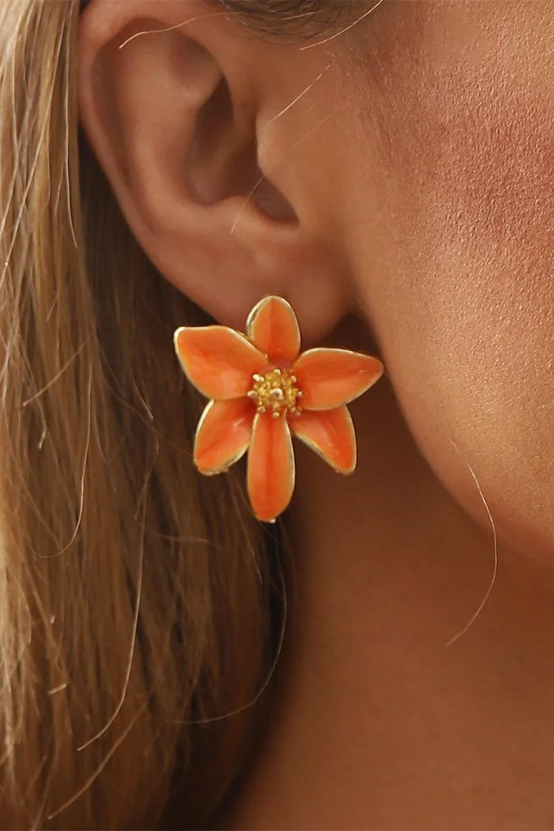 Pendientes Vintage de Esmalte en Forma de Flor